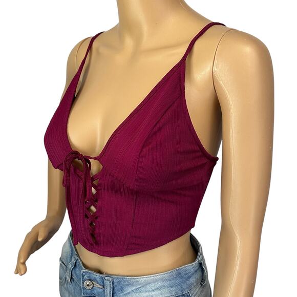 Urban Outfitters UO Rina Triangle Cami Burgundy Red Corset Top Size XS - Picture 7 of 14